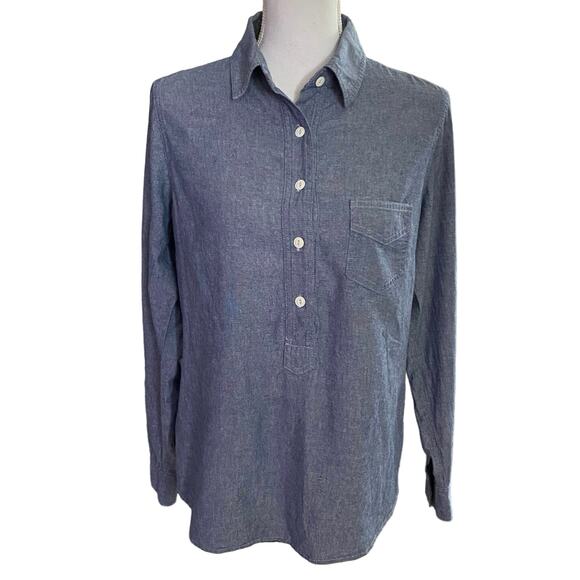Amour Vert Tops - Amour Vert Size M Popover Chambray Top Blue Long Sleeved